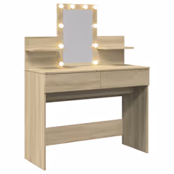 vidaXL Dressing Table with LED Cosmetic Table Vanity Makeup Table Grey Sonoma - sonoma oak - Additional view 7