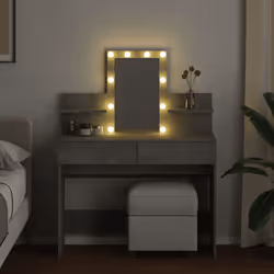 vidaXL Dressing Table with LED Cosmetic Table Vanity Makeup Table Grey Sonoma - concrete grey