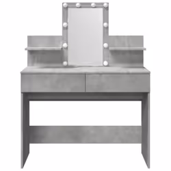 vidaXL Dressing Table with LED Cosmetic Table Vanity Makeup Table Grey Sonoma - concrete grey - Additional view 4
