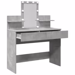 vidaXL Dressing Table with LED Cosmetic Table Vanity Makeup Table Grey Sonoma - concrete grey - Additional view 8