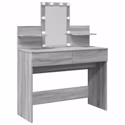 vidaXL Dressing Table with LED Cosmetic Table Vanity Makeup Table Grey Sonoma - grey sonoma
