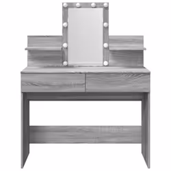 vidaXL Dressing Table with LED Cosmetic Table Vanity Makeup Table Grey Sonoma - grey sonoma - Additional view 4