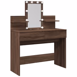 vidaXL Dressing Table with LED Cosmetic Table Vanity Makeup Table Grey Sonoma - brown oak
