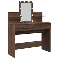 vidaXL Dressing Table with LED Cosmetic Table Vanity Makeup Table Grey Sonoma - brown oak
