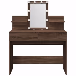 vidaXL Dressing Table with LED Cosmetic Table Vanity Makeup Table Grey Sonoma - brown oak - Additional view 4