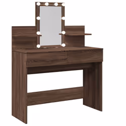 vidaXL Dressing Table with LED Cosmetic Table Vanity Makeup Table Grey Sonoma - brown oak - Additional view 7