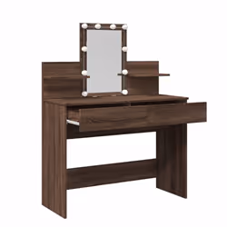 vidaXL Dressing Table with LED Cosmetic Table Vanity Makeup Table Grey Sonoma - brown oak - Additional view 8