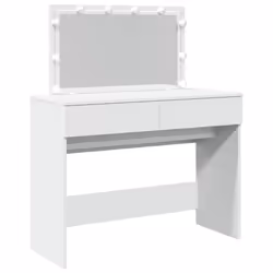 vidaXL Dressing Table with LED Cosmetic Table Vanity Makeup Table Brown Oak - white