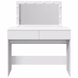 vidaXL Dressing Table with LED Cosmetic Table Vanity Makeup Table Brown Oak - white - Additional view 4