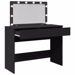 vidaXL Dressing Table with LED Cosmetic Table Vanity Makeup Table Brown Oak - black - Additional view 8