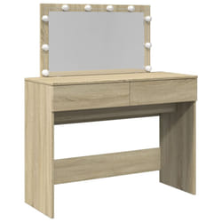 vidaXL Dressing Table with LED Cosmetic Table Vanity Makeup Table Brown Oak - sonoma oak
