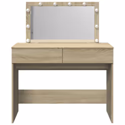 vidaXL Dressing Table with LED Cosmetic Table Vanity Makeup Table Brown Oak - sonoma oak - Additional view 4