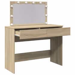 vidaXL Dressing Table with LED Cosmetic Table Vanity Makeup Table Brown Oak - sonoma oak - Additional view 8