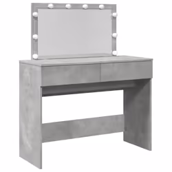 vidaXL Dressing Table with LED Cosmetic Table Vanity Makeup Table Brown Oak - concrete grey