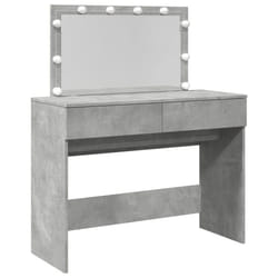 vidaXL Dressing Table with LED Cosmetic Table Vanity Makeup Table Brown Oak - concrete grey