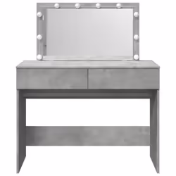 vidaXL Dressing Table with LED Cosmetic Table Vanity Makeup Table Brown Oak - concrete grey - Additional view 4