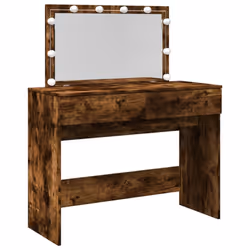 vidaXL Dressing Table with LED Cosmetic Table Vanity Makeup Table Brown Oak - smoked oak
