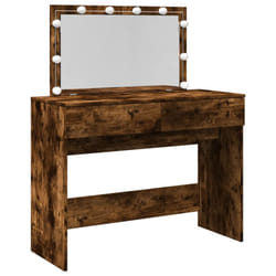 vidaXL Dressing Table with LED Cosmetic Table Vanity Makeup Table Brown Oak - smoked oak