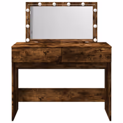 vidaXL Dressing Table with LED Cosmetic Table Vanity Makeup Table Brown Oak - smoked oak - Additional view 4