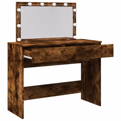 vidaXL Dressing Table with LED Cosmetic Table Vanity Makeup Table Brown Oak - smoked oak - Additional view 8