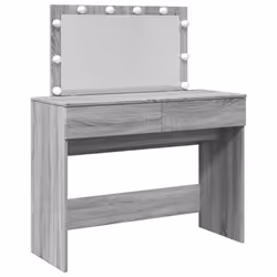 vidaXL Dressing Table with LED Cosmetic Table Vanity Makeup Table Brown Oak - grey sonoma