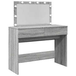 vidaXL Dressing Table with LED Cosmetic Table Vanity Makeup Table Brown Oak - grey sonoma