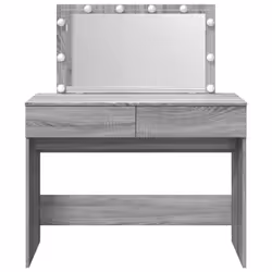 vidaXL Dressing Table with LED Cosmetic Table Vanity Makeup Table Brown Oak - grey sonoma - Additional view 4