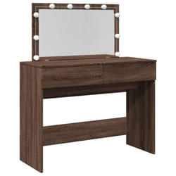 vidaXL Dressing Table with LED Cosmetic Table Vanity Makeup Table Brown Oak - brown oak