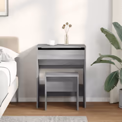 vidaXL Dressing Table and Stool Bedroom Cosmetic Table Vanity Makeup Table - grey sonoma - Additional view 2