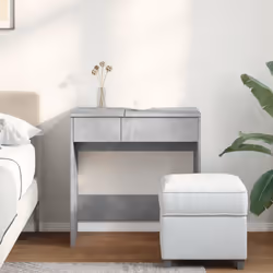 vidaXL Dressing Table with Mirror Cosmetic Table Makeup Table Grey Sonoma - concrete grey - Additional view 2