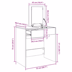 vidaXL Dressing Table with Mirror Cosmetic Table Makeup Table Grey Sonoma - concrete grey - Additional view 3