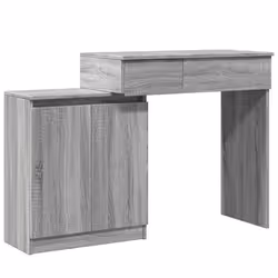 vidaXL Dressing Table with LED Bedroom Cosmetic Table Vanity Desk Makeup Table - grey sonoma