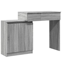 vidaXL Dressing Table with LED Bedroom Cosmetic Table Vanity Desk Makeup Table - grey sonoma