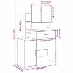 vidaXL Dressing Table with Cabinet Cosmetic Table Vanity Desk Makeup Table - white - Additional view 3
