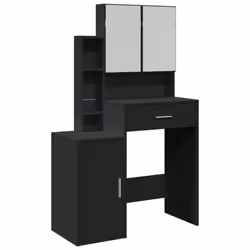 vidaXL Dressing Table with Cabinet Cosmetic Table Vanity Desk Makeup Table - black
