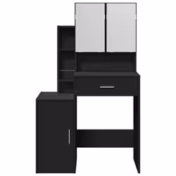 vidaXL Dressing Table with Cabinet Cosmetic Table Vanity Desk Makeup Table - black - Additional view 4