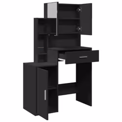 vidaXL Dressing Table with Cabinet Cosmetic Table Vanity Desk Makeup Table - black - Additional view 7