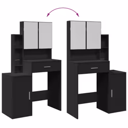 vidaXL Dressing Table with Cabinet Cosmetic Table Vanity Desk Makeup Table - black - Additional view 8