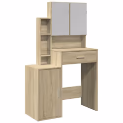 vidaXL Dressing Table with Cabinet Cosmetic Table Vanity Desk Makeup Table - sonoma oak