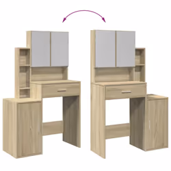vidaXL Dressing Table with Cabinet Cosmetic Table Vanity Desk Makeup Table - sonoma oak - Additional view 8