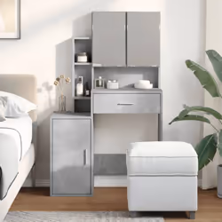 vidaXL Dressing Table with Cabinet Cosmetic Table Vanity Desk Makeup Table - concrete grey