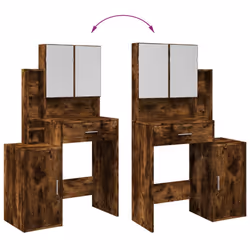 vidaXL Dressing Table with Cabinet Cosmetic Table Vanity Desk Makeup Table - smoked oak - Additional view 8