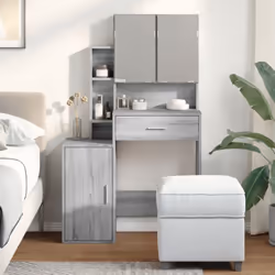 vidaXL Dressing Table with Cabinet Cosmetic Table Vanity Desk Makeup Table - grey sonoma