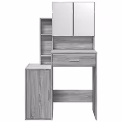 vidaXL Dressing Table with Cabinet Cosmetic Table Vanity Desk Makeup Table - grey sonoma - Additional view 4