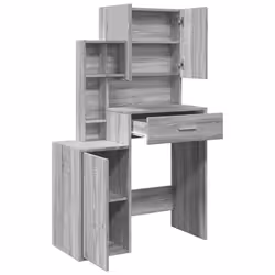 vidaXL Dressing Table with Cabinet Cosmetic Table Vanity Desk Makeup Table - grey sonoma - Additional view 7