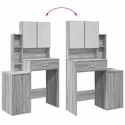 vidaXL Dressing Table with Cabinet Cosmetic Table Vanity Desk Makeup Table - grey sonoma - Additional view 8