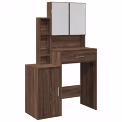 vidaXL Dressing Table with Cabinet Cosmetic Table Vanity Desk Makeup Table - brown oak