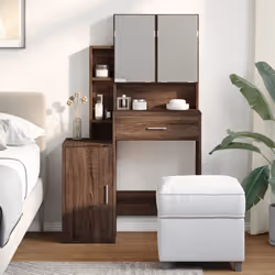 vidaXL Dressing Table with Cabinet Cosmetic Table Vanity Desk Makeup Table - brown oak