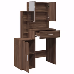 vidaXL Dressing Table with Cabinet Cosmetic Table Vanity Desk Makeup Table - brown oak - Additional view 7