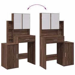 vidaXL Dressing Table with Cabinet Cosmetic Table Vanity Desk Makeup Table - brown oak - Additional view 8